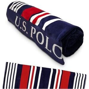 U.S. Polo Assn. Oversized Bon Voyage Striped Nautical Design Beach Towel